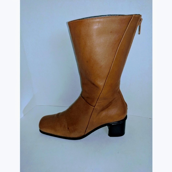 Italian Leather Boots Back Zipper - Picture 5 of 9